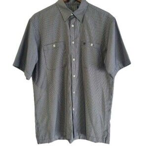 Izod Men's Size M Gray Blue Plaid Button Down Short Sleeve S